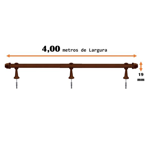 Imagem de Varão Bastão 4 Metros Para Cortina Simples 19mm Varias Cores