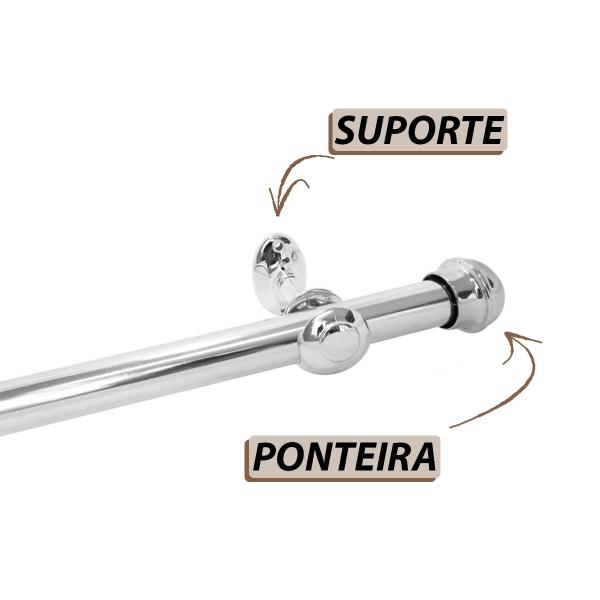 Imagem de Varão Cromado Para Cortina De 1,50m Bastão Kit Completo 19mm