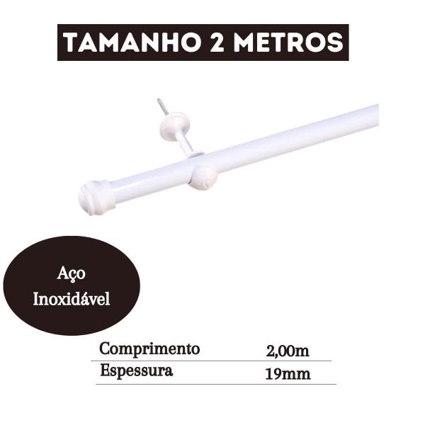 Imagem de Varão Pra Cortina 2 Metros 19mm Fino Kit Instalação Completo