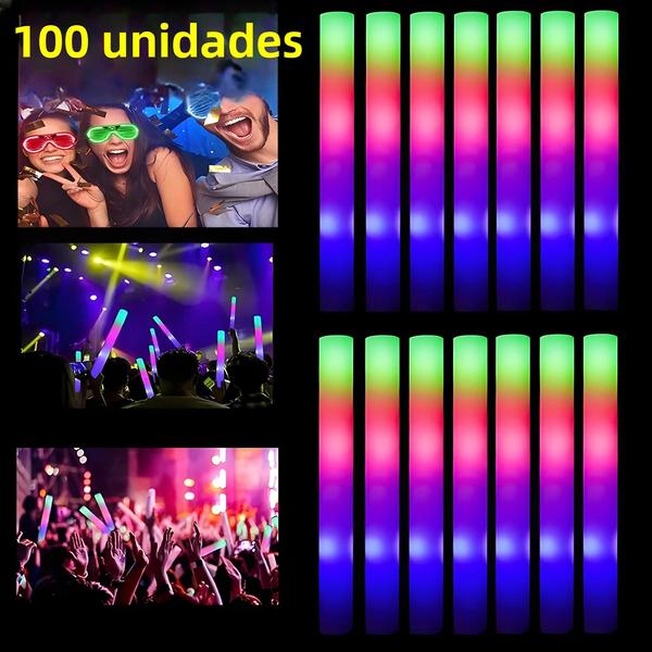 Imagem de Varas de Espuma LED RGB Coloridas - 1 a 100 Unidades - Tubos de Alegria para Festas