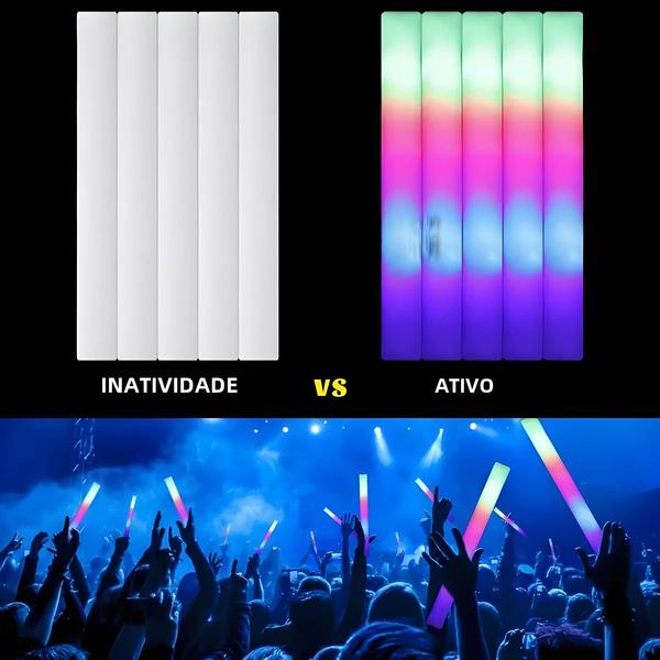 Imagem de Varas de Espuma LED RGB Coloridas - 1 a 100 Unidades - Tubos de Alegria para Festas