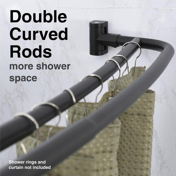 Vareta de chuveiro JS Jackson Supplies Double Curved Black 112-178 cm Imagem de Vareta de chuveiro JS Jackson Supplies Double Curved Black 112-178 cm