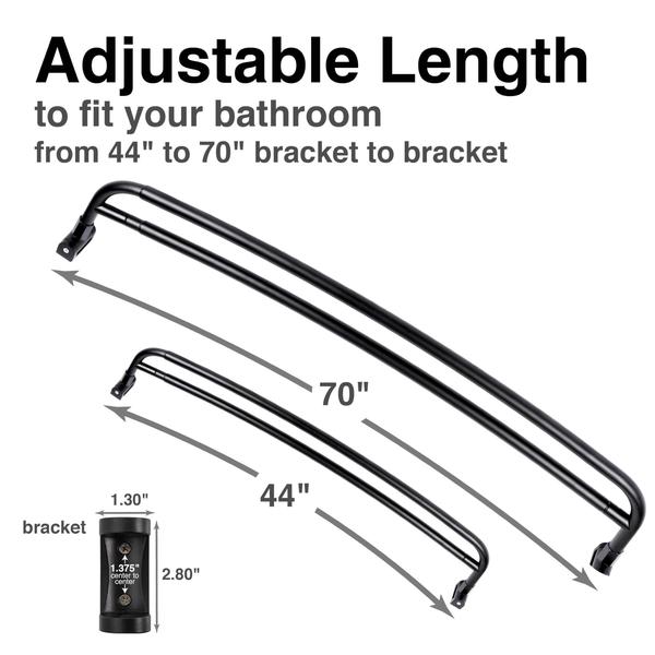 Vareta de chuveiro JS Jackson Supplies Double Curved Black 112-178 cm Imagem de Vareta de chuveiro JS Jackson Supplies Double Curved Black 112-178 cm
