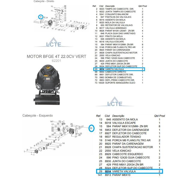 Imagem de Vareta Válvula P/ Motor 22.0cv Vertical Buffalo Original