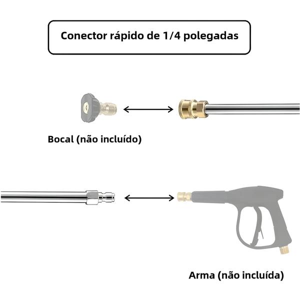 Imagem de Varinha de Extensão para Lavadora de Pressão com Lança e Conector Rápido 1/4" - Cabeça Curvada