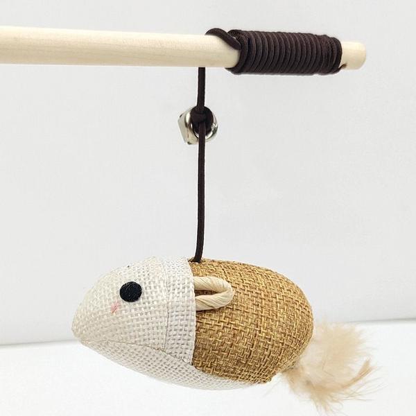 Imagem de Varinha Interativa Gato De Estimação Brinquedos para Gato Vareta de Madeira Sisal e Pelúcia