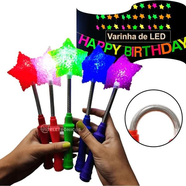 Imagem de Varinha Mágica LED Estrela Coloridos Brilhante Pisca Para Festa Criança OK016ESRO