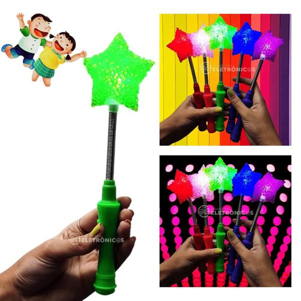 Imagem de Varinha Mágica LED Estrela Coloridos Brilhante Pisca Para Festa Criança OK016ESVM