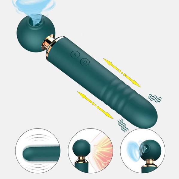 Imagem de Varinha Mágica Sugador de Clitóris e Ponto G com Vai e Vem 3 em 1 Seven Meng DunDun