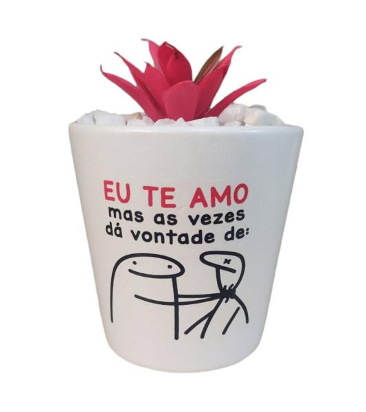 Imagem de Vasinho Flork Conico de Ceramica para suculenta com Frases