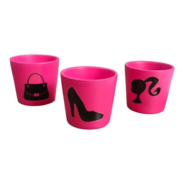 Imagem de Vasinho Vaso Cachepot Pequeno 3 Peças - Boneca Pink - Decore Casa