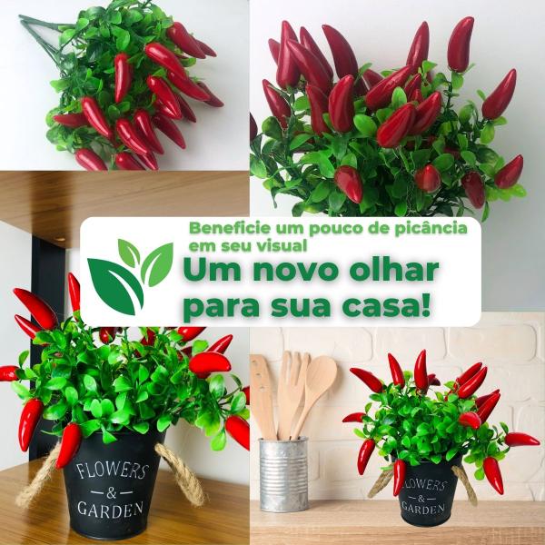 Imagem de Vaso Arranjo Pimenteira Planta Buque Pimenta Artificial