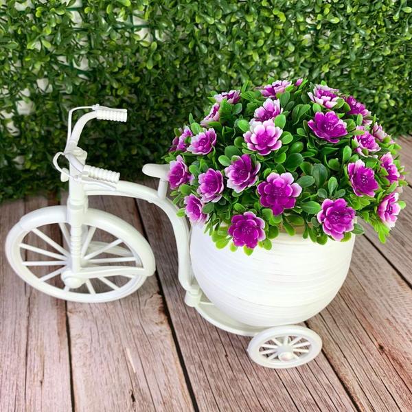 Imagem de Vaso Bicicleta Plástico Banco Decoração - Flores Artificiais