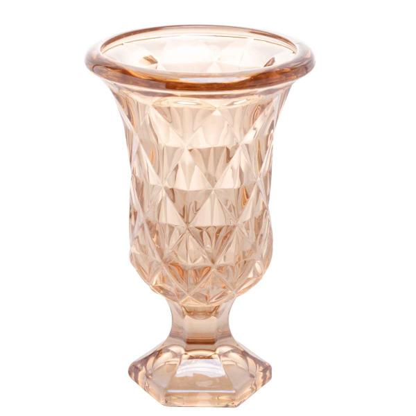 Imagem de Vaso C/Pé de Vidro Diamond Ambar Metalizado 7758 Lyor