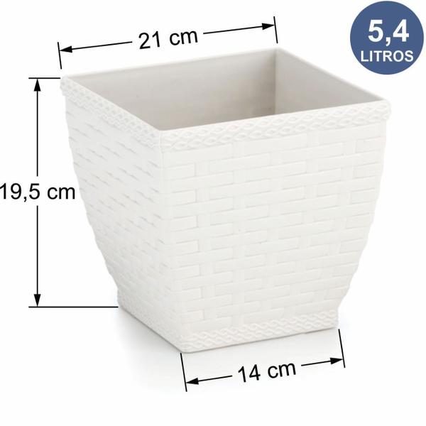 Imagem de Vaso Cachepo Rattan Pequeno Quadrado Kit com 2