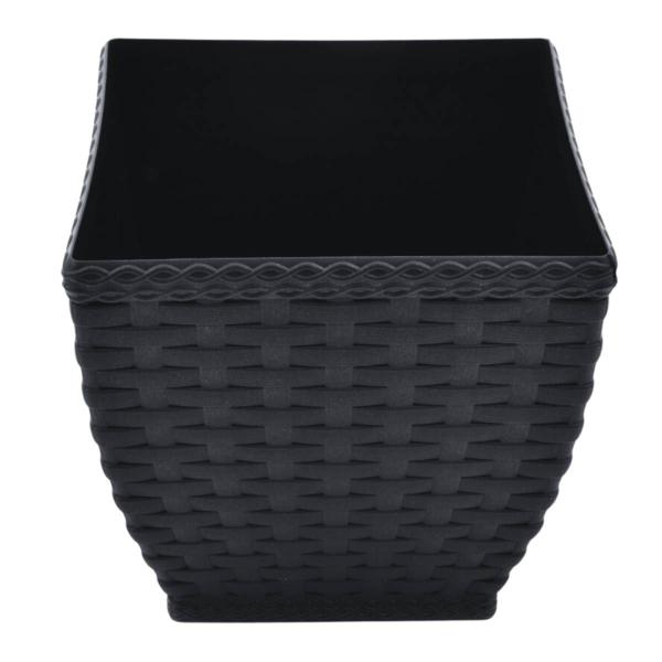 Imagem de Vaso Cachepô Rattan Quadrado Médio (13,1L) Preto INJEPLASTEC