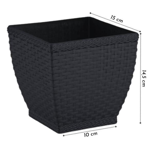 Imagem de Vaso Cachepô Rattan Quadrado Mini (2,1L) Preto Injeplastec