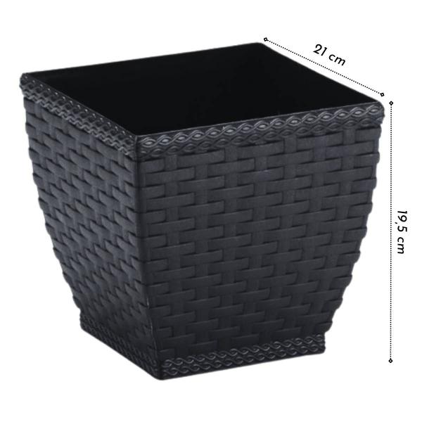 Imagem de Vaso Cachepô Rattan Quadrado Pequeno (5,4L)Preto INJEPLASTEC