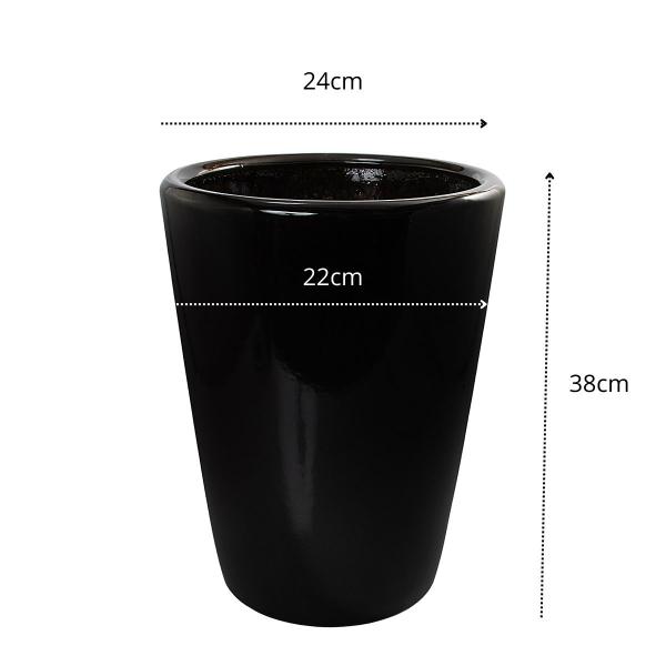 Imagem de Vaso Cachepot 38cm Tamanho M Preto Alto Brilho Pozzani