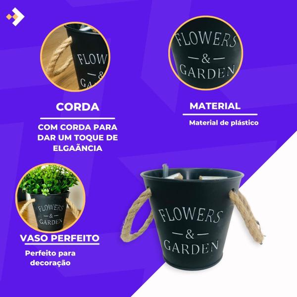 Imagem de Vaso Cachepot  com Alça em Corda Flowers & Garden