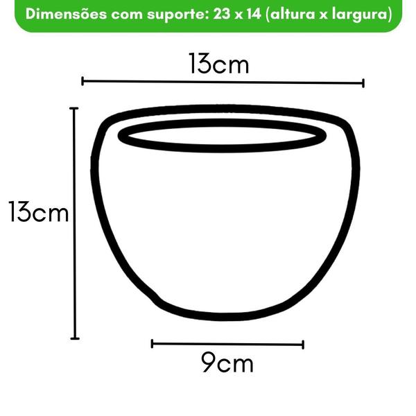 Imagem de Vaso Cachepot de Mesa 15cm Porcelana com Tripé de Madeira