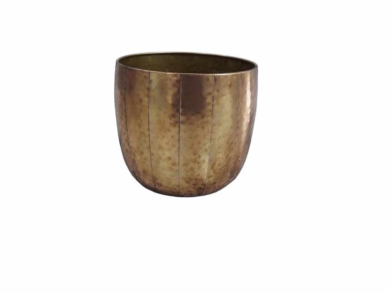 Imagem de Vaso Cachepot De Metal Gladiador Dourado Envelhecido 40 Cm