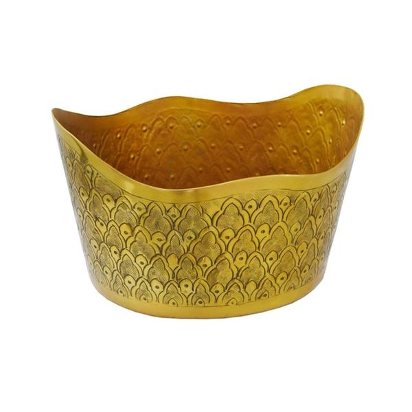 Imagem de Vaso Cachepot Decorativo Dourado Pequeno Finos Detalhes Luxo