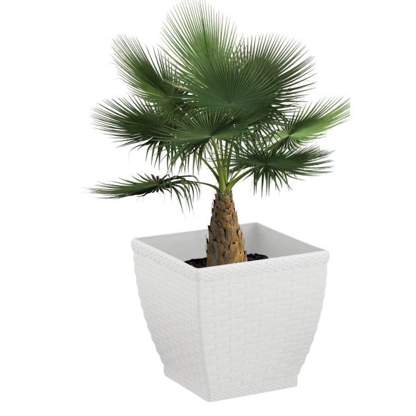 Imagem de Vaso Cachepot Rattan M2 Quadrado Branco (0,85L) INJEPLASTEC