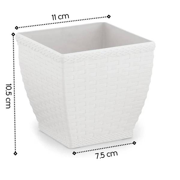 Imagem de Vaso Cachepot Rattan M2 Quadrado Branco (0,85L) INJEPLASTEC