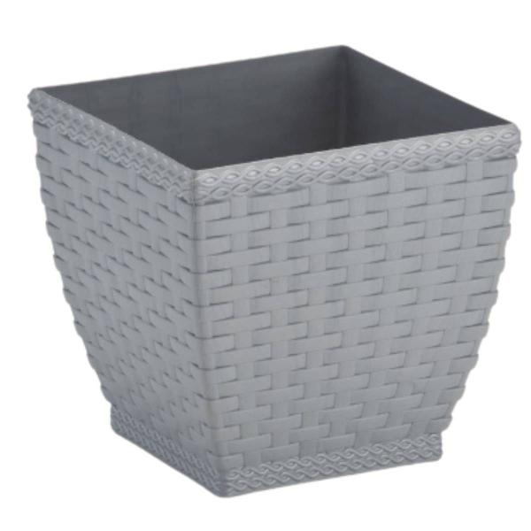 Imagem de Vaso Cachepot Rattan M2 Quadrado Cinza (0,85L) INJEPLASTEC