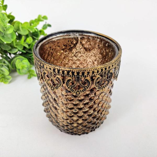 Imagem de Vaso Castiçal 11X9Cm Marrom Dourado Vidro E Metal