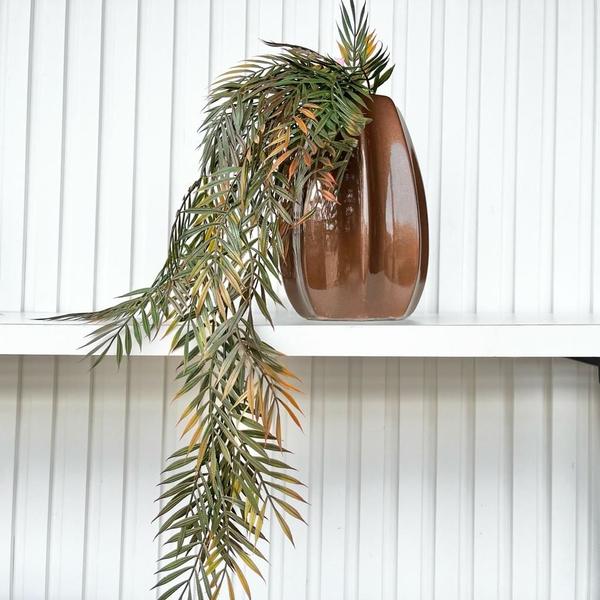 Imagem de Vaso centro de mesa cobre trabalhado cerâmico com planta