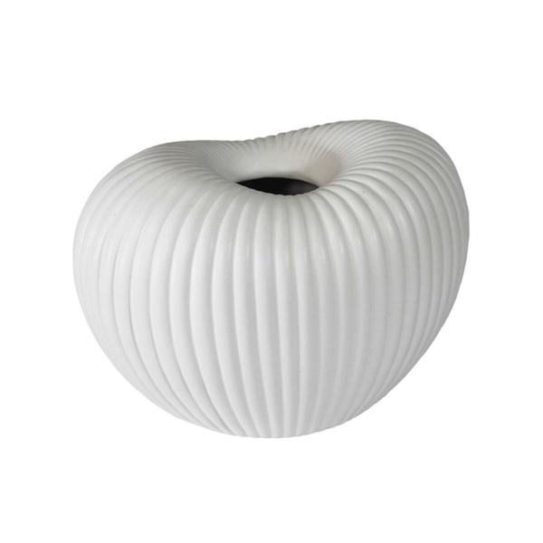 Imagem de Vaso Ceramica Branco Ondulado Interior Oval Luxo