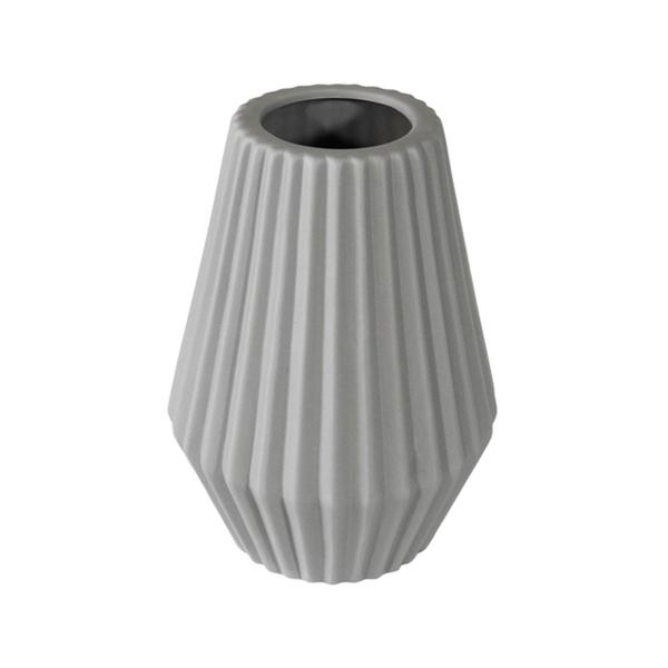 Imagem de Vaso Ceramica Maior Nobre Cinza Relevo Vertical Luxo