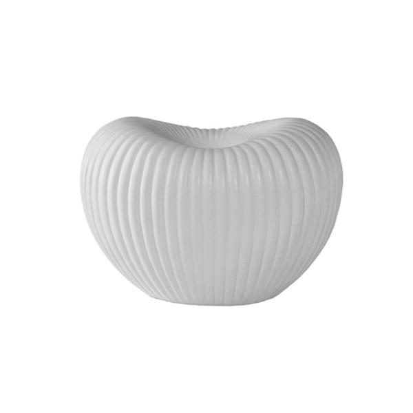 Imagem de Vaso Ceramica Nobre Menor Branco Ondulado Interior Oval Luxo