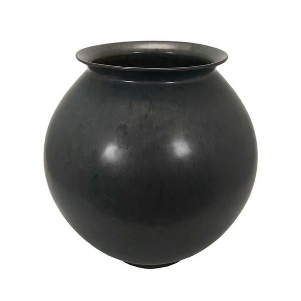 Imagem de Vaso Ceramica Preto Abaulado Fino Design Boca Tradicional