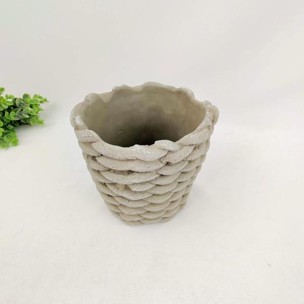 Imagem de Vaso Cinza Corda De Cimento 14x16cm Cachepot Decoração