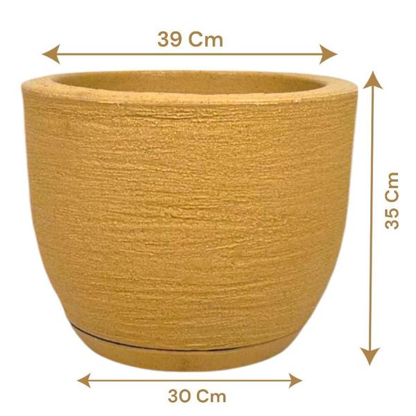 Imagem de Vaso Cone Redondo Moderno Modelo grafiato  Jardim Polietileno 39X35