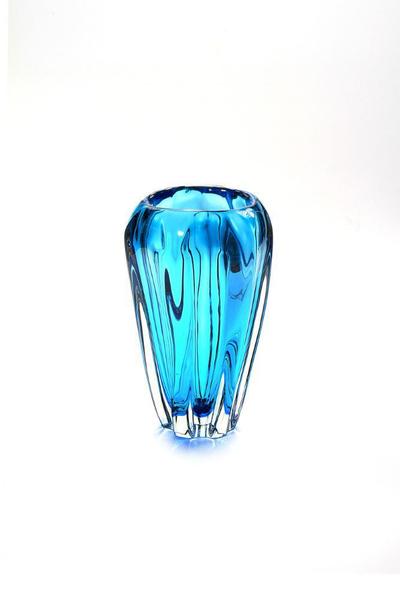 Imagem de Vaso Cristal Murano Água Marinha E Esmeralda São Marcos 32cm