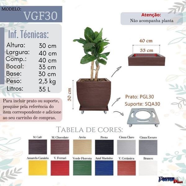 Imagem de Vaso D Planta Quadrado Decorativo Polietileno 30X40 Cerâmica