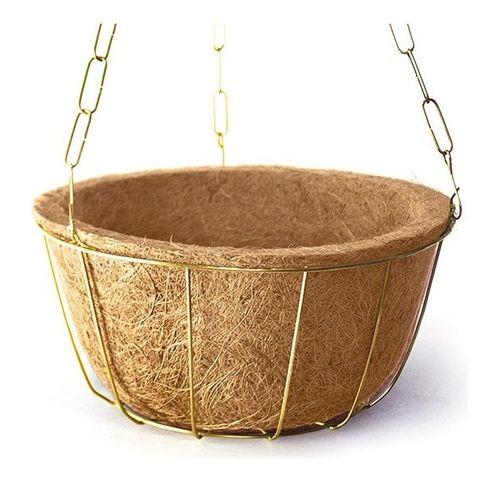 Imagem de Vaso De Fibra Coco Cuia Nutricoco Pequeno A8,5cmxL19cm Completo Pendurar Corrente e Base em Metal