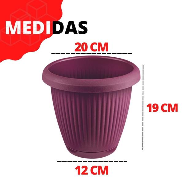 Imagem de Vaso de Flor Plástico Médio c/Prato 3,2 Litros Moderno Decorativo