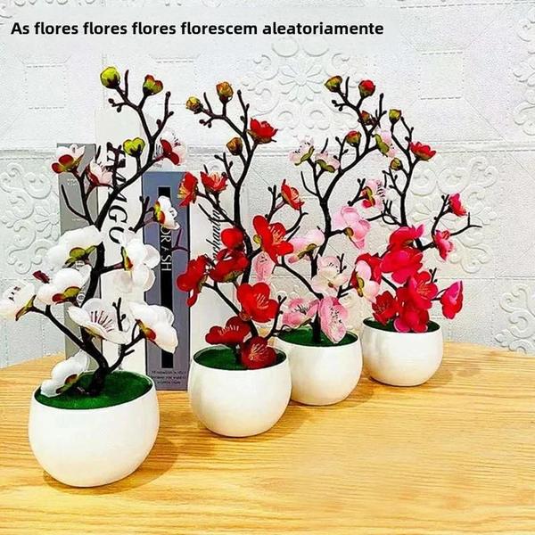 Imagem de Vaso de Flores de Ameixa Artificial - Decoração para Casa e Escritório