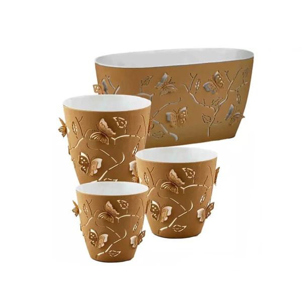 Imagem de Vaso de Flores Plantas Cachepot 3D Floreira de Mesa Decor 700ml Plasvale Pequeno Borboletas