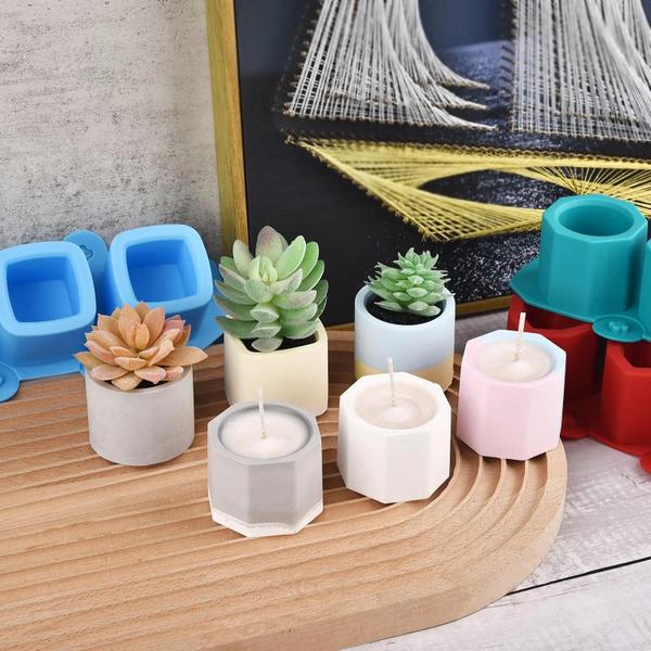 Imagem de Vaso de Flores Redondo de Concreto - Molde de Silicone com 3 Furos para Decoração