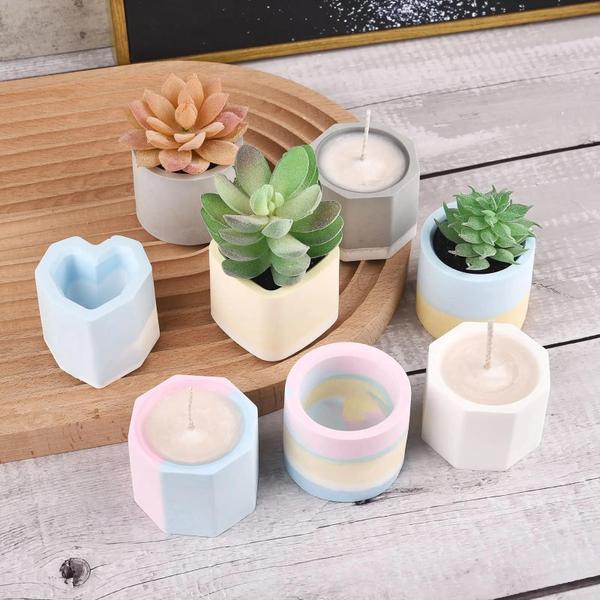 Imagem de Vaso de Flores Redondo de Concreto - Molde de Silicone com 3 Furos para Decoração