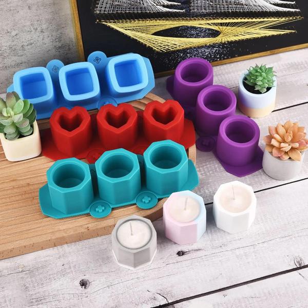 Imagem de Vaso de Flores Redondo de Concreto - Molde de Silicone com 3 Furos para Decoração