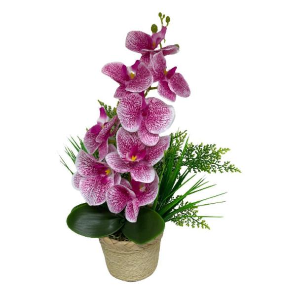 Imagem de Vaso de palha natural com orquídea artificial