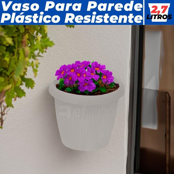 Imagem de Vaso De Parede Jardim Horta Vertical Meia Lua 2,7 L Plástico Resistente