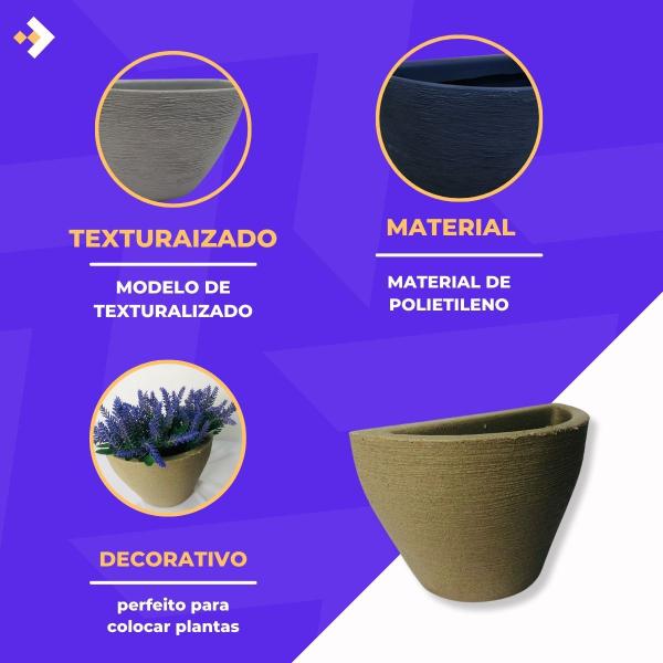 Imagem de vaso de parede para plantas decoração natural e artificial em polietileno 19x27